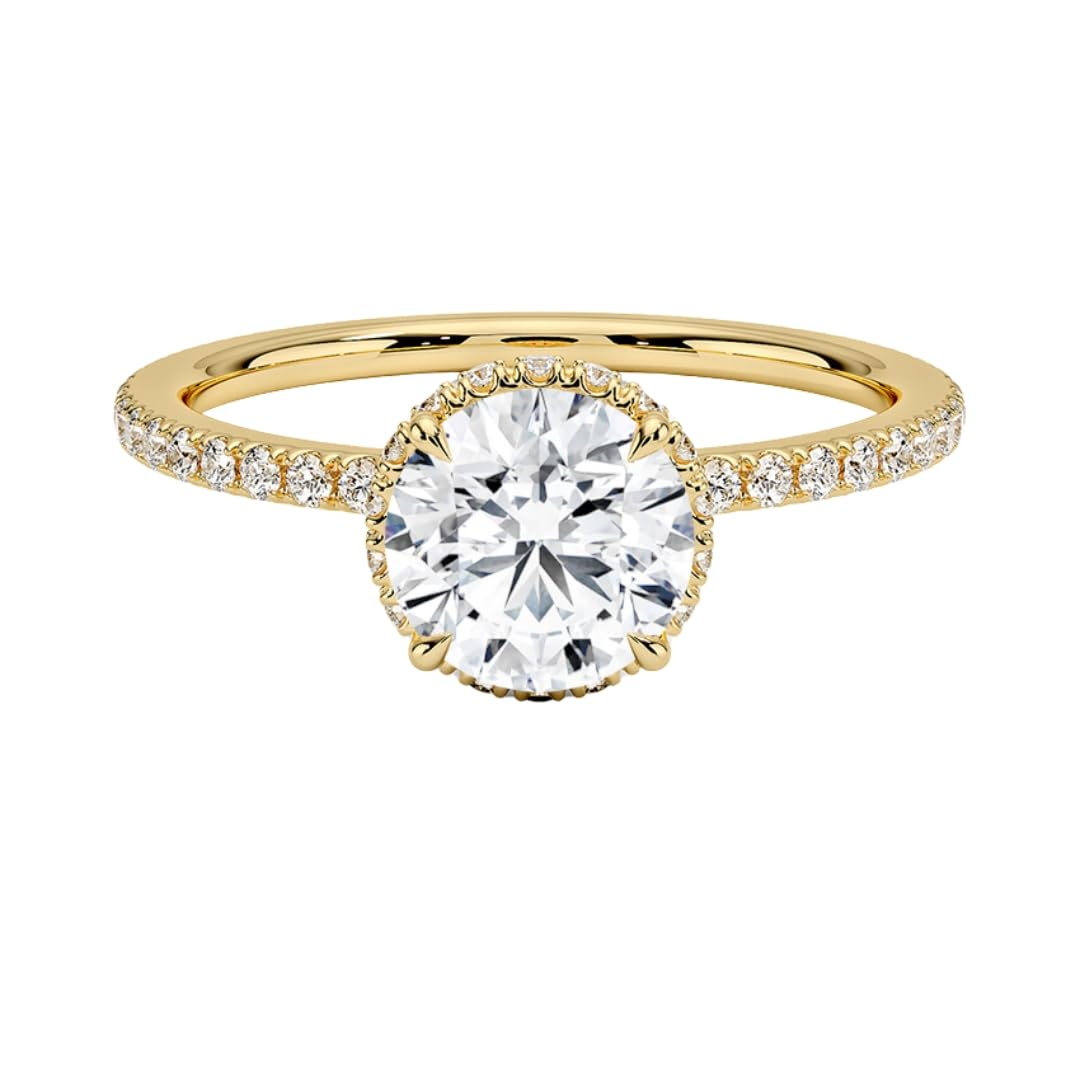 Hidden Halo 1 CT Round Cut Lab Grown Diamond Ring - view 6