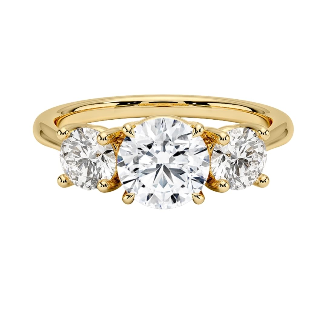 Solitaire 1 CT Round Cut Lab Grown Diamond Three Stone Engagement Ring - view 4