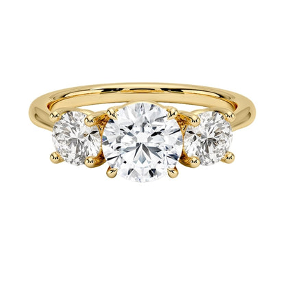 Solitaire 1 CT Round Cut Lab Grown Diamond Three Stone Engagement Ring - view 4