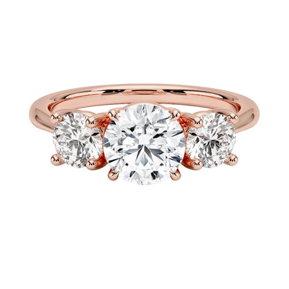 Solitaire 1 CT Round Cut Lab Grown Diamond Three Stone Engagement Ring - view 1
