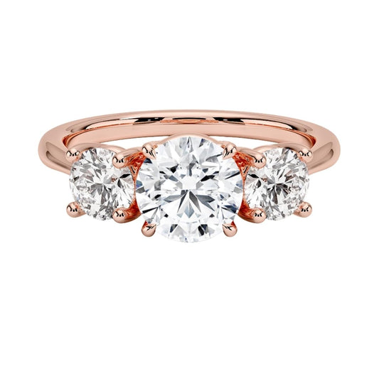Solitaire 1 CT Round Cut Lab Grown Diamond Three Stone Engagement Ring - view 1