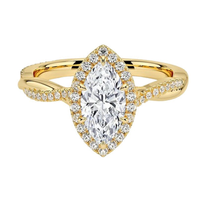 Twisted Band 1 CT Marquise Cut Lab Grown Diamond Engagement Halo Ring - view 6