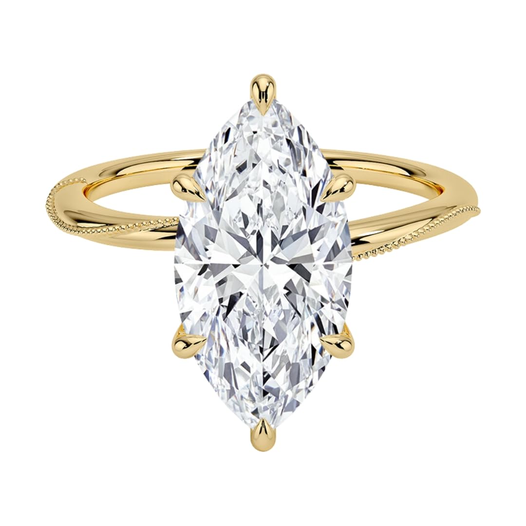 Solitaire 3 CT Marquise Cut Lab Grown Diamond Engagement Ring - view 1