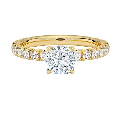 Hidden Halo 1 CT Cushion Cut Lab Grown Diamond Engagement Ring - view 1
