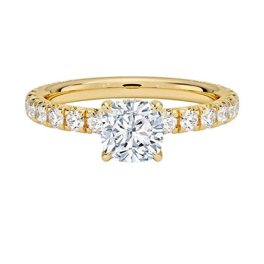 Hidden Halo 1 CT Cushion Cut Lab Grown Diamond Engagement Ring - view 1