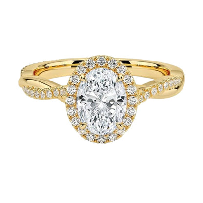 Twisted Band 1 CT Oval Cut Lab Grown Diamond Engagement Halo Ring - view 4