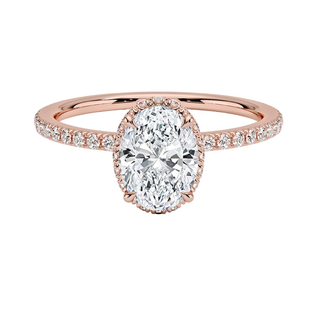 Hidden Halo 1 CT Oval Cut Lab Grown Diamond Ring - view 1