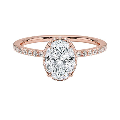 Hidden Halo 1 CT Oval Cut Lab Grown Diamond Ring - view 1