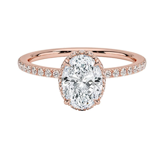 Hidden Halo 1 CT Oval Cut Lab Grown Diamond Ring - view 1