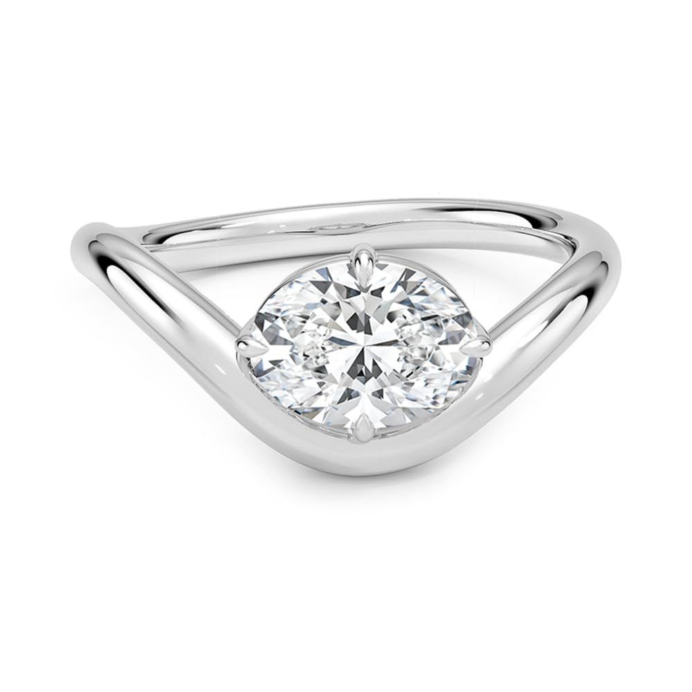 Solitaire 1 CT Oval Cut Lab Grown Diamond Curved Band Engagement Ring - view 1