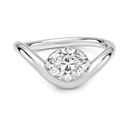 Solitaire 1 CT Oval Cut Lab Grown Diamond Curved Band Engagement Ring - view 1