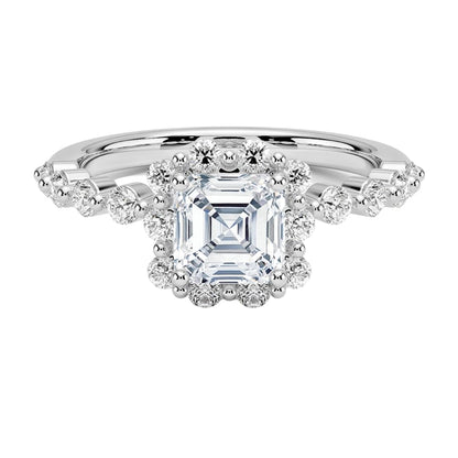 Halo 1 CT Asscher Cut Lab Grown Diamond Engagement Ring - view 1