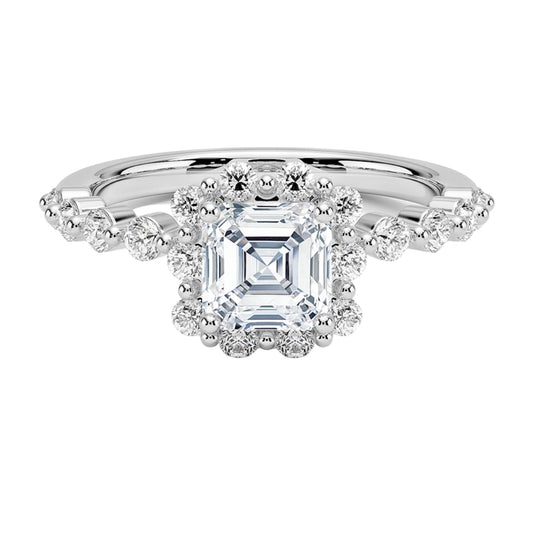 Halo 1 CT Asscher Cut Lab Grown Diamond Engagement Ring - view 1