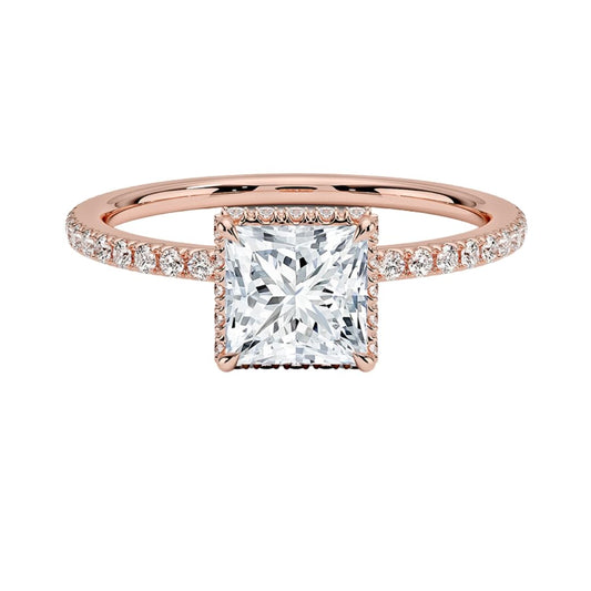 Hidden Halo 1 CT Princess Cut Lab Grown Diamond Ring - view 1