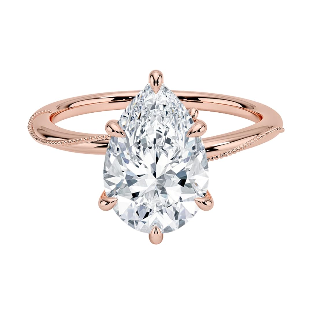 Solitaire 2 CT Pear Cut Lab Grown Diamond Engagement Ring - view 4
