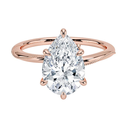 Solitaire 2 CT Pear Cut Lab Grown Diamond Engagement Ring - view 4