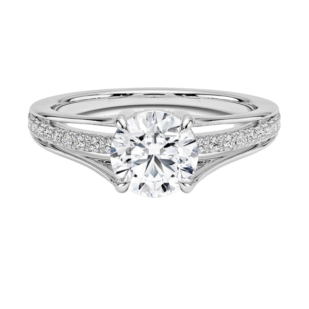 Pave 1 CT Round Cut Lab Grown Diamond Engagement Ring - view 1