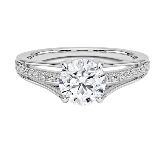 Pave 1 CT Round Cut Lab Grown Diamond Engagement Ring - view 1