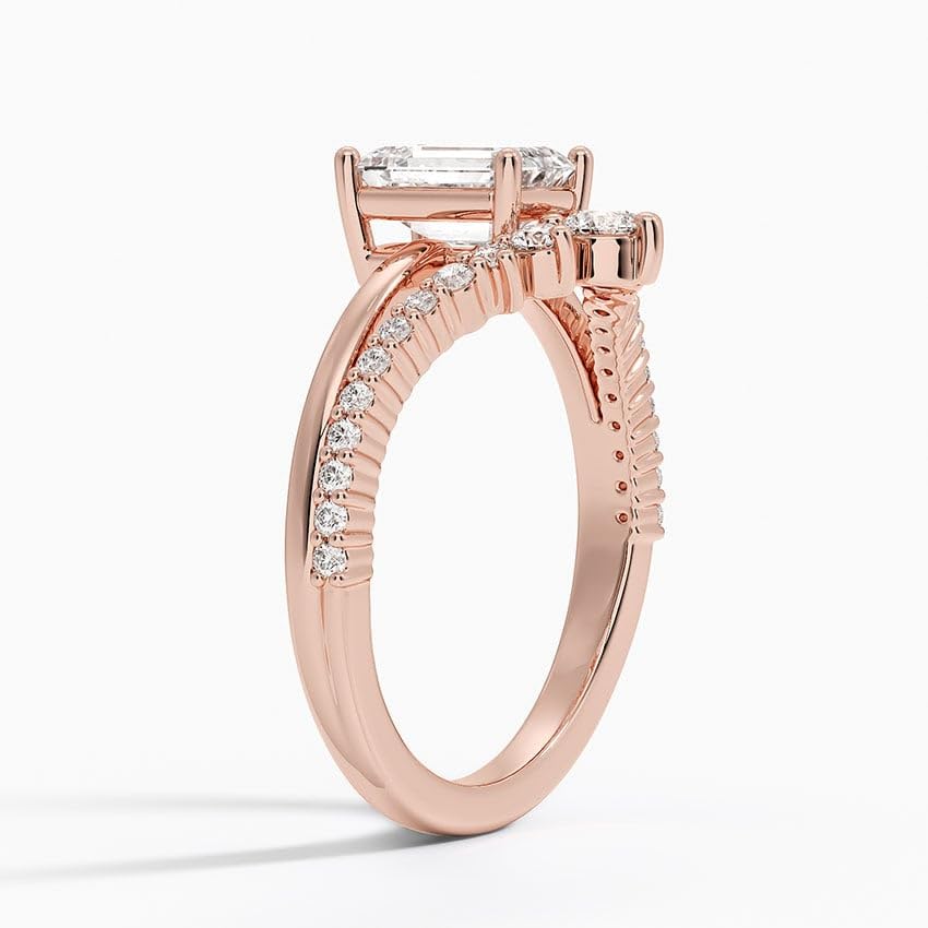 Solitaire 1 CT Emerald Cut Lab Grown Diamond Curved Engagement Ring - view 5
