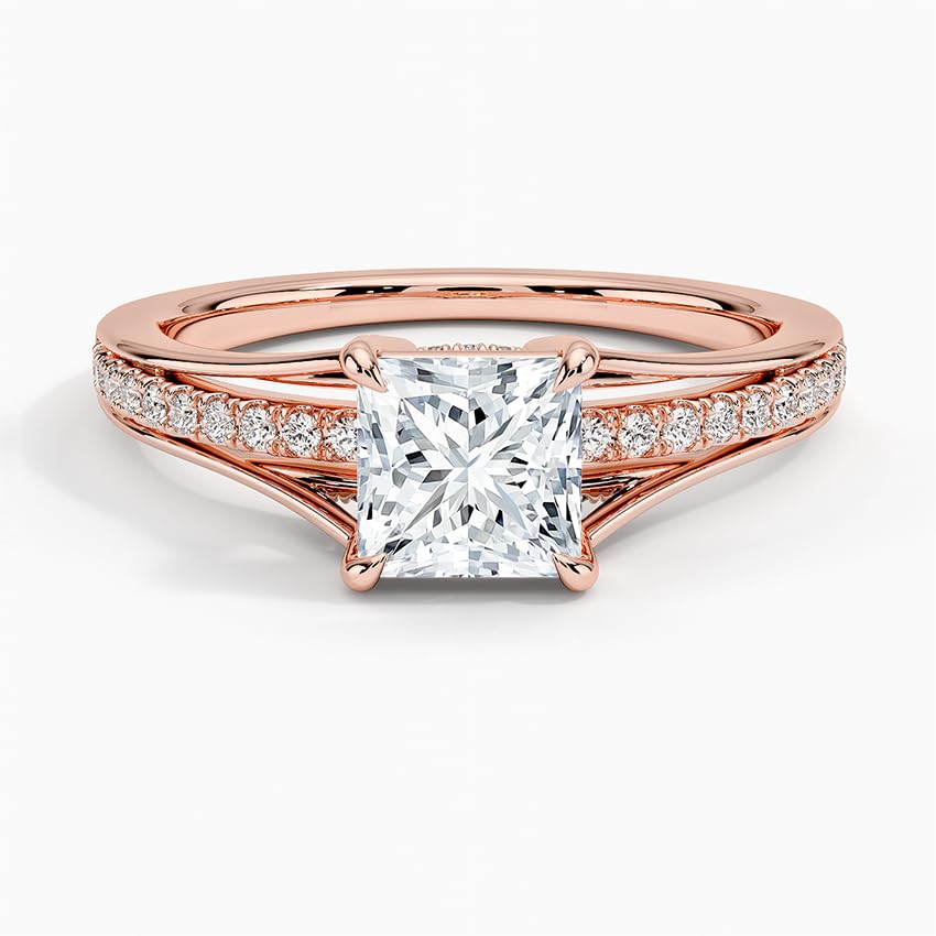 Pave 1 CT Princess Cut Lab Grown Diamond Engagement Ring - view 4
