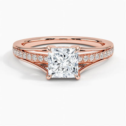 Pave 1 CT Princess Cut Lab Grown Diamond Engagement Ring - view 4