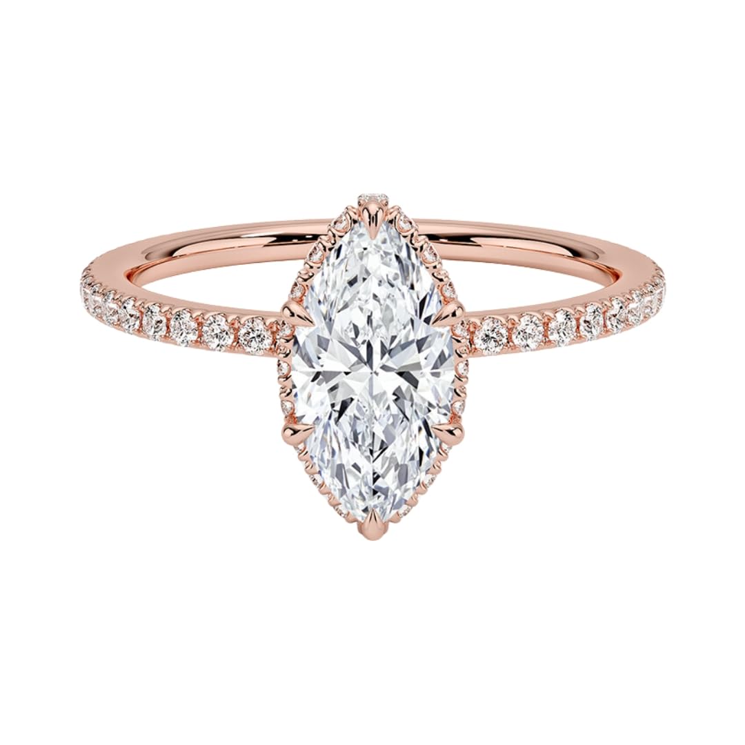 Hidden Halo 1 CT Marquise Cut Lab Grown Diamond Ring - view 4