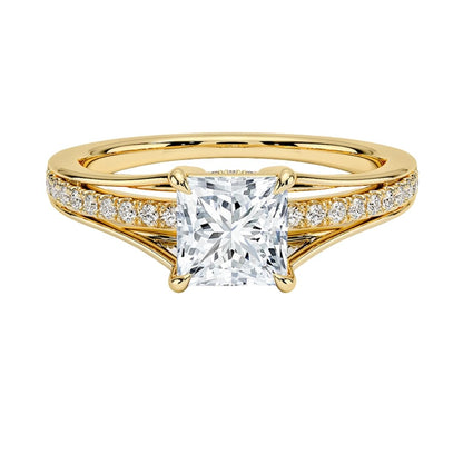 Pave 1 CT Princess Cut Lab Grown Diamond Engagement Ring - view 1