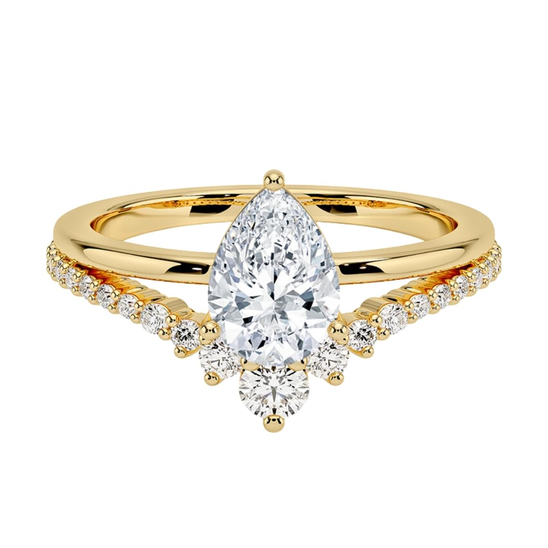 Solitaire 1 CT Pear Cut Lab Grown Diamond Curved Engagement Ring - view 4