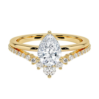Solitaire 1 CT Pear Cut Lab Grown Diamond Curved Engagement Ring - view 4