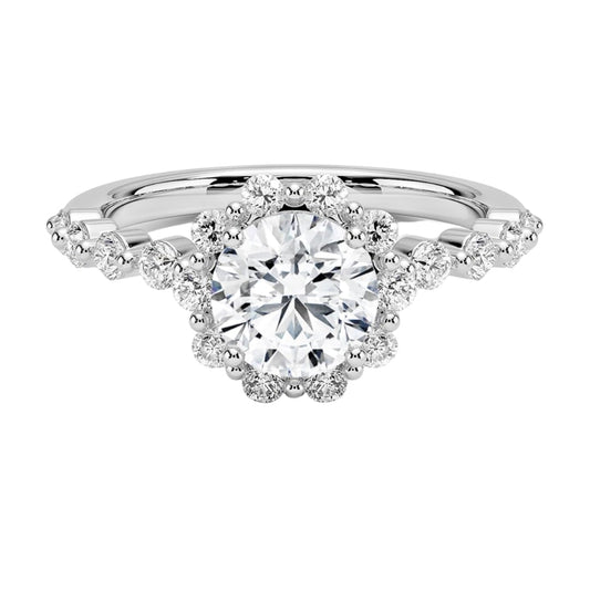 Halo 1 CT Round Cut Lab Grown Diamond Engagement Ring - view 1