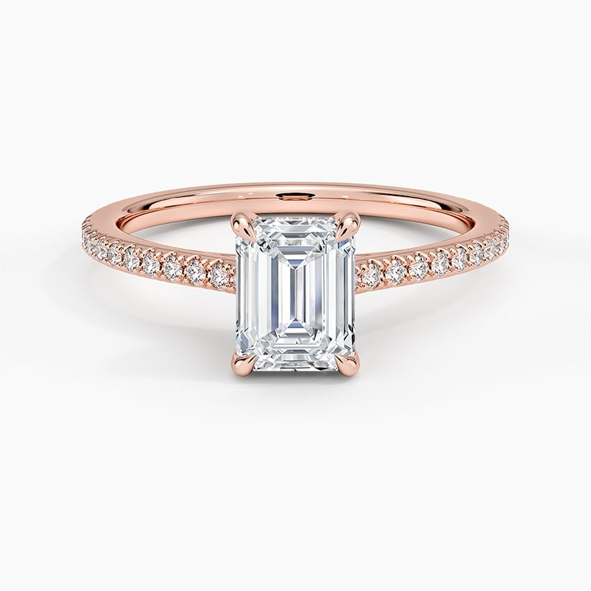 Hidden Halo 1 CT Emerald Cut Lab Grown Diamond Engagement Ring - view 6
