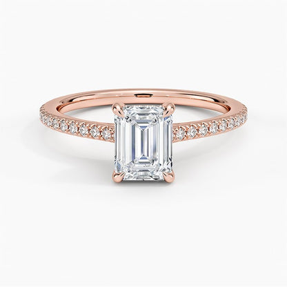Hidden Halo 1 CT Emerald Cut Lab Grown Diamond Engagement Ring - view 6