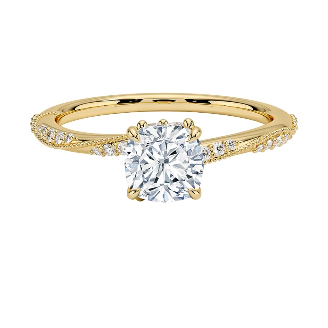 Solitaire 1 CT Cushion Cut Lab Grown Diamond Engagement Ring - view 1