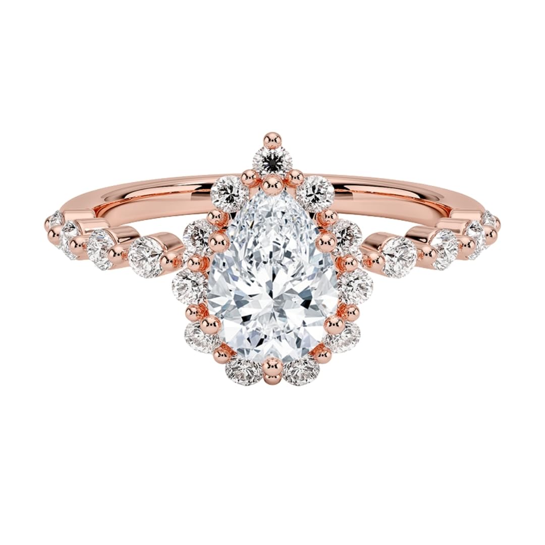Halo 2 CT Pear Cut Lab Grown Diamond Engagement Ring