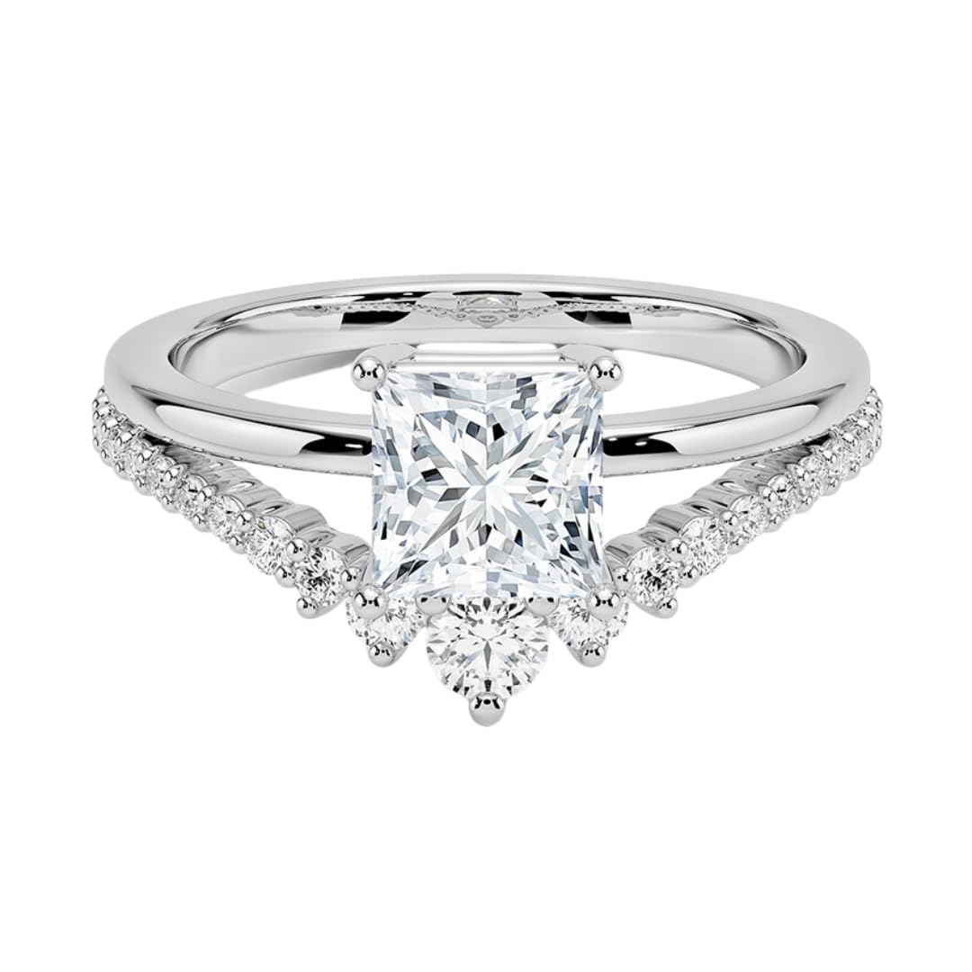 Solitaire 1 CT Princess Cut Lab Grown Diamond Curved Engagement Ring - view 6