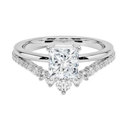 Solitaire 1 CT Princess Cut Lab Grown Diamond Curved Engagement Ring - view 6
