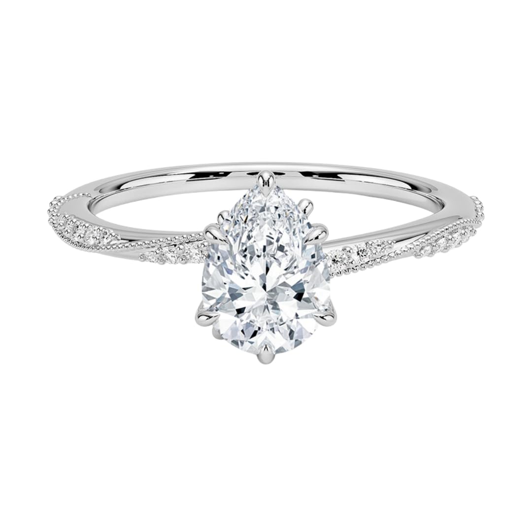 Solitaire 1 CT Pear Cut Lab Grown Diamond Engagement Ring - view 6