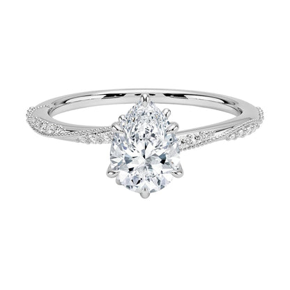 Solitaire 1 CT Pear Cut Lab Grown Diamond Engagement Ring - view 6