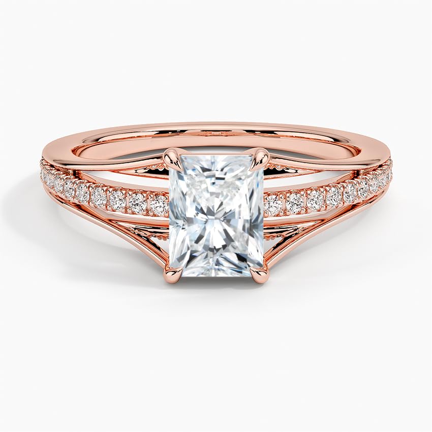 Pave 1 CT Radiant Cut Lab Grown Diamond Engagement Ring - view 6