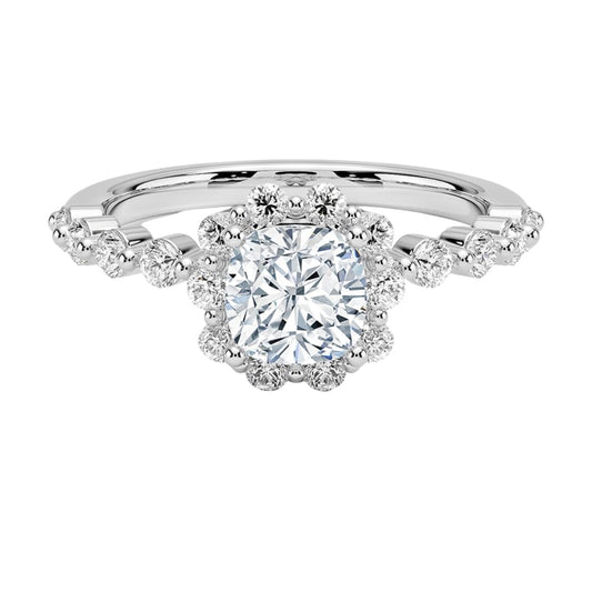 Halo 1 CT Cushion Cut Lab Grown Diamond Engagement Ring - view 1
