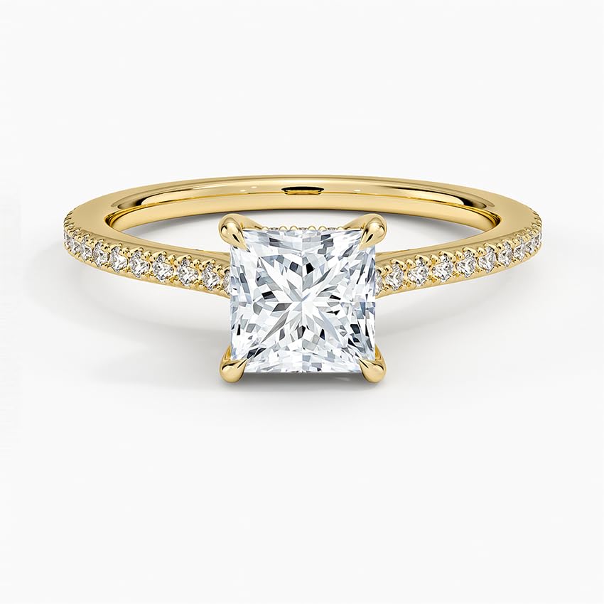 Hidden Halo 1 CT Princess Cut Lab Grown Diamond Engagement Ring - view 4