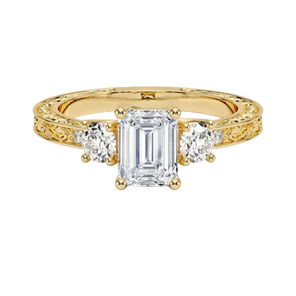 Solitaire 1 CT Emerald Cut Lab Grown Diamond Engagement Ring - view 6