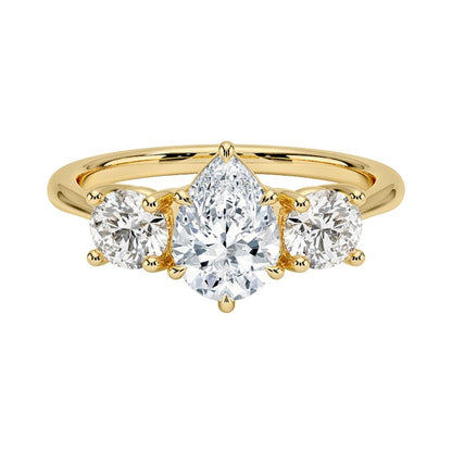 Solitaire 1 CT Pear Cut Lab Grown Diamond Three Stone Engagement Ring - view 6
