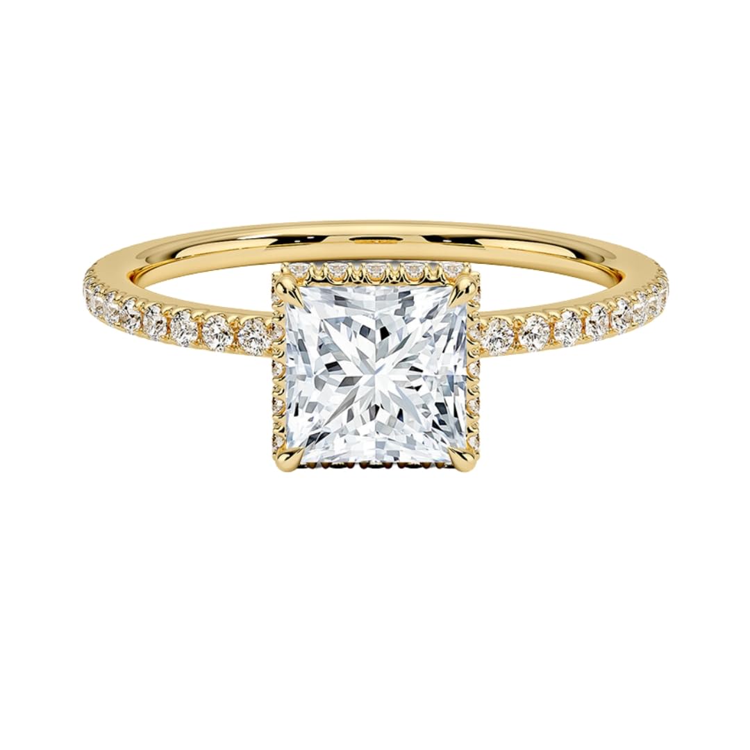 Hidden Halo 1 CT Princess Cut Lab Grown Diamond Ring - view 6