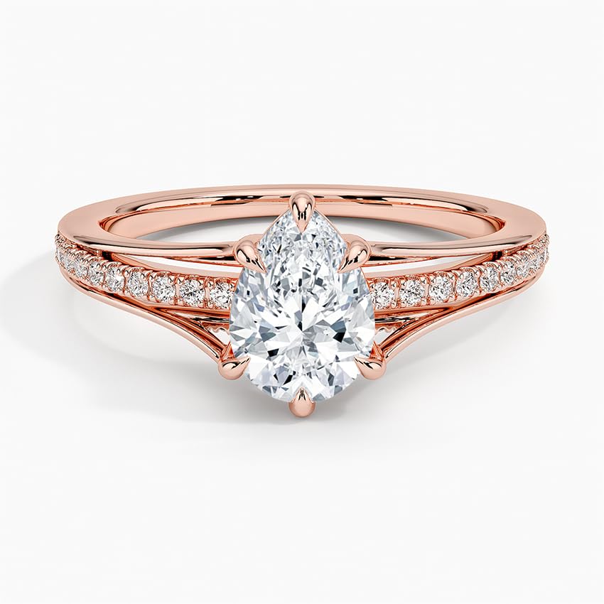 Pave 1 CT Pear Cut Lab Grown Diamond Engagement Ring - view 6
