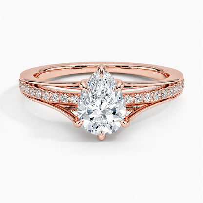 Pave 1 CT Pear Cut Lab Grown Diamond Engagement Ring - view 6