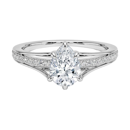 Pave 1 CT Pear Cut Lab Grown Diamond Engagement Ring - view 1