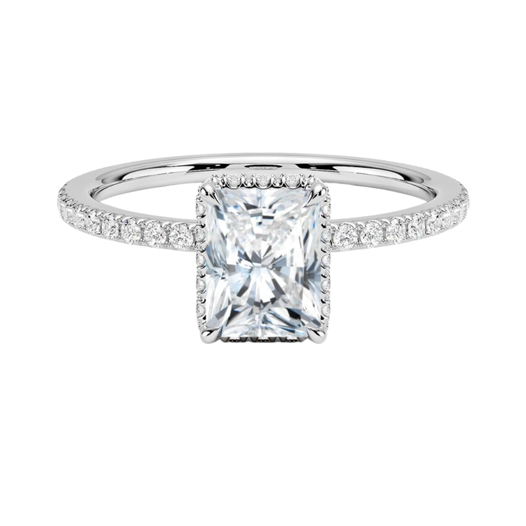 Hidden Halo 1 CT Radiant Cut Lab Grown Diamond Ring - view 1