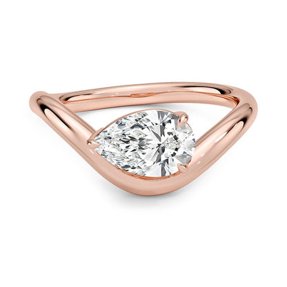 Solitaire 1 CT Pear Cut Lab Grown Diamond Curved Band Engagement Ring - view 5