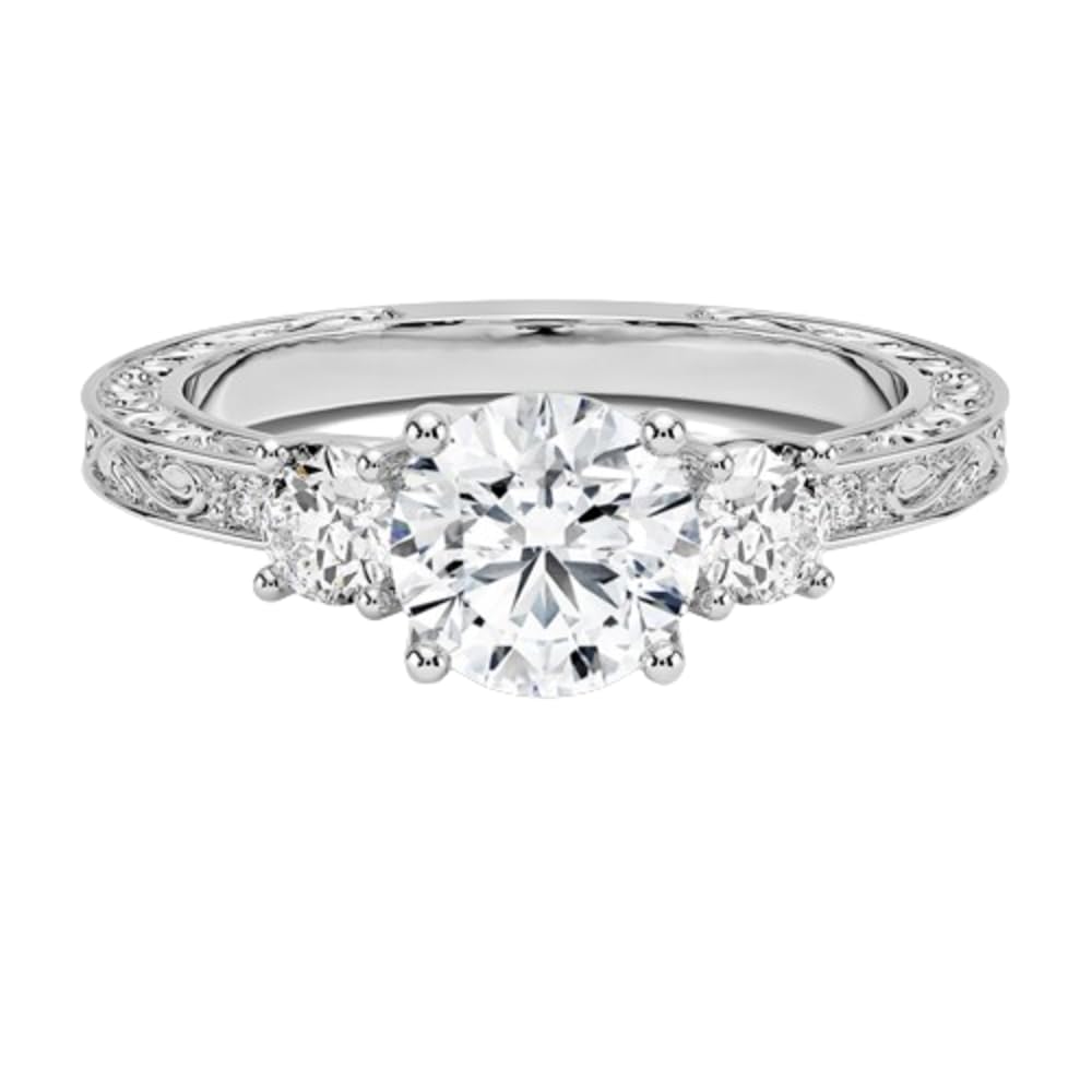 Solitaire 1 CT Round Cut Lab Grown Diamond Engagement Ring - view 4